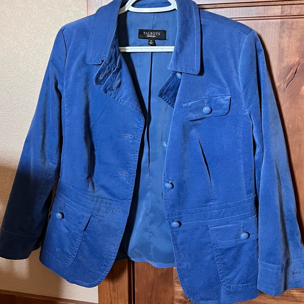 New-.Gorgeous Caribbean blue Talbots jacket with waist detail on back.  Lined.